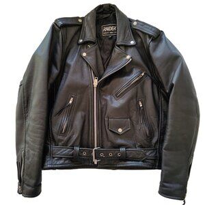 Vtg Men's Black Leather Moto Motorcycle Biker Jacket Size 44